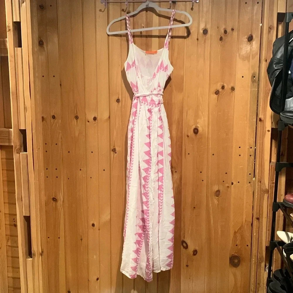 OLIPHANT Tuckernuck Pomona midi wrap dress spaghetti straps v neck size large
